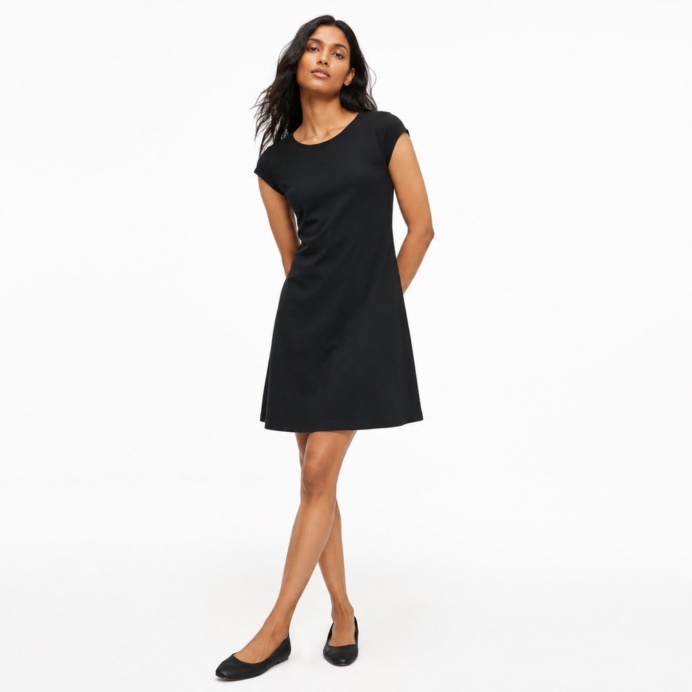 James Perse Navy Cap Sleeve Dress Size‎ 3 US L Cotton Modal Luxury Minimalist